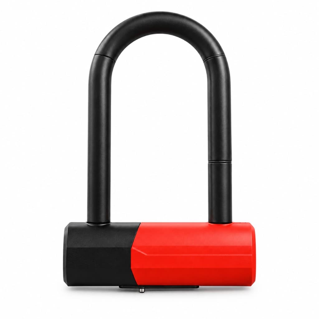 Black and red grinder-resistant U-lock