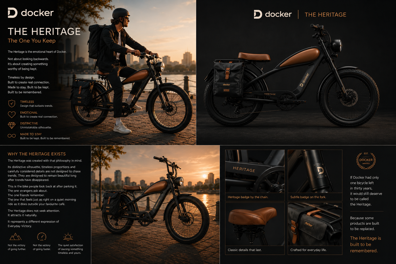 Brand preview — The Heritage, vintage icon direction (not final marketing photography)